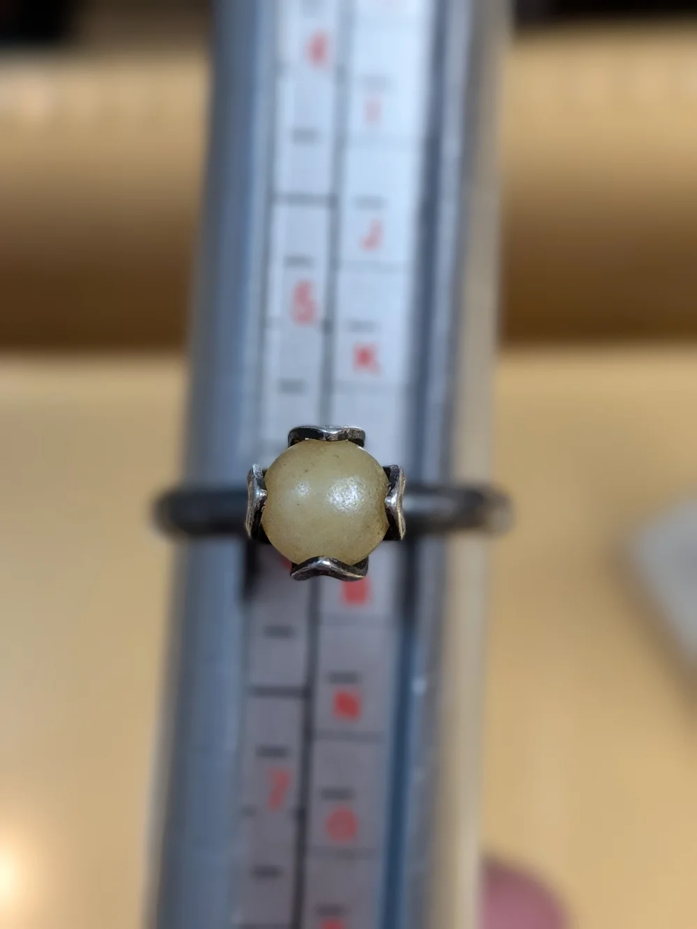 Vintage Sarah Coventry Sterling Silver Solitaire Ring with Faux Pearl
